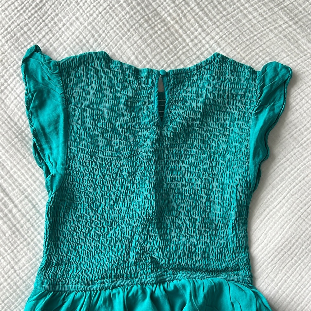 NEW • Flutter Sleeve Smocked Waist Midi Dress • Women’s Medium in Color Peacock🍉 - Picture 2 of 15